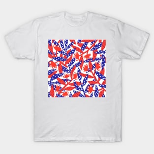 Red white and blue flowers T-Shirt